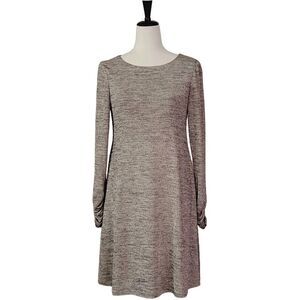 Jessica Howard Gold Shimmer Ruched Sleeve Lined Dress Size 6